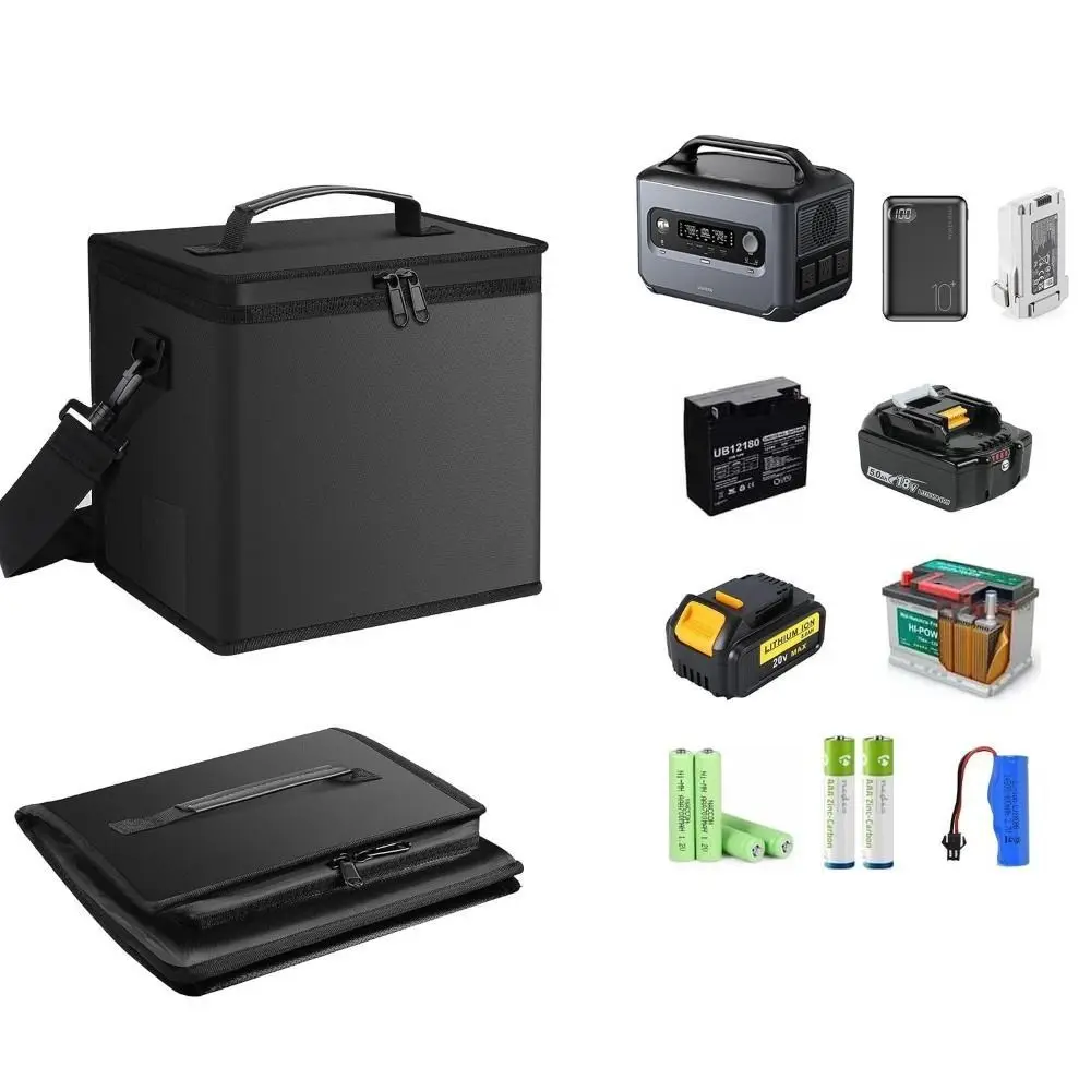 Portable Folding Lipo Safety Bag Waterproof Explosion-Proof Battery Safe Guard Pouch Top Handle Double Zipper