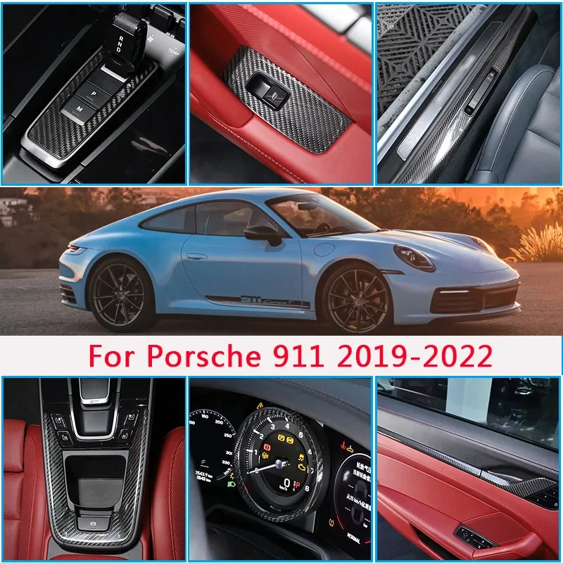

Для Porsche 911 992 2019-2022 настоящее углеродное волокно, внутренняя дверь, центральная панель управления, крышка накладки на порог, наклейки, аксессуары