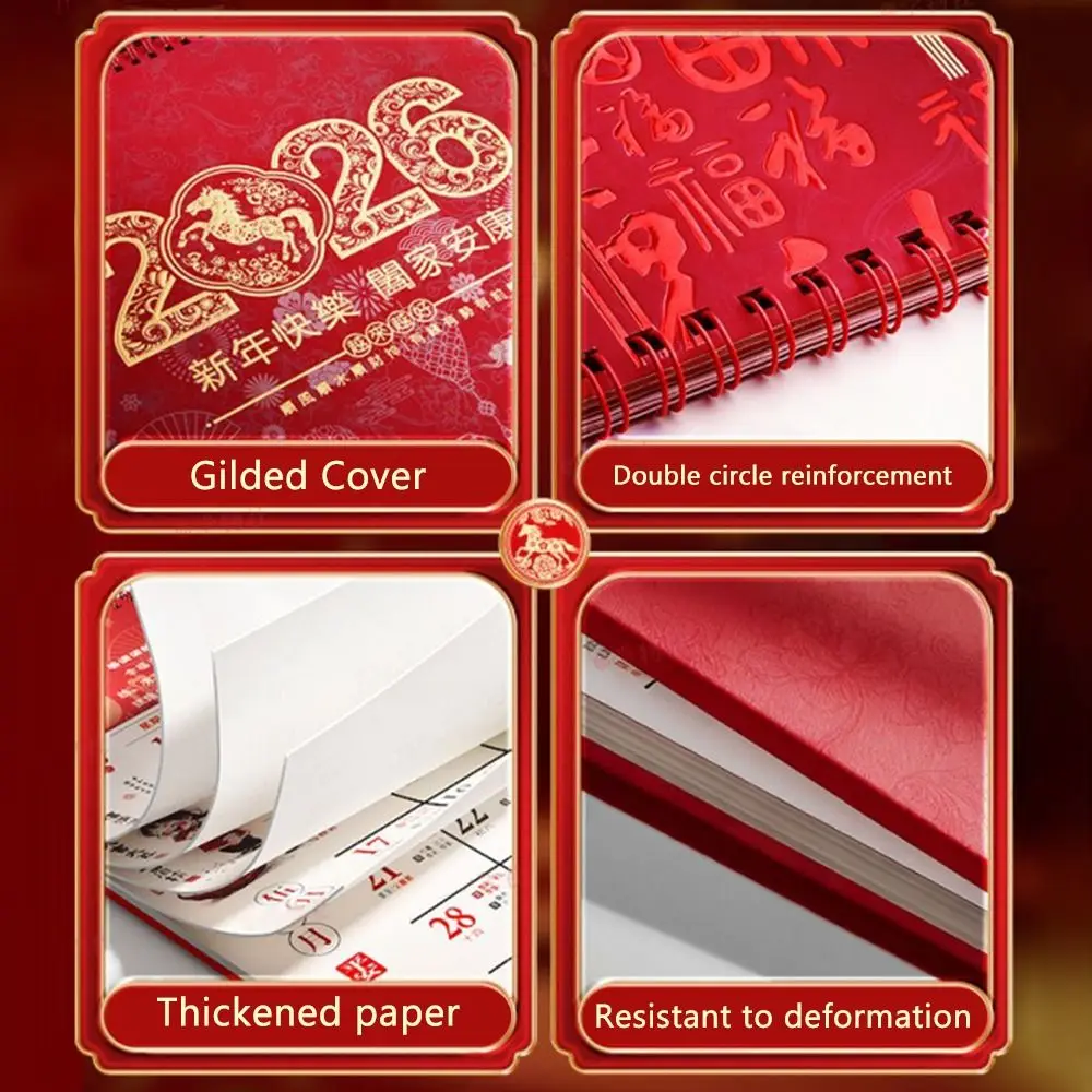 

Paper Horse Wall Calendars Bright Color Traditional Design Chinese Lunar Calendar Chinese Style Festive Ambiance
