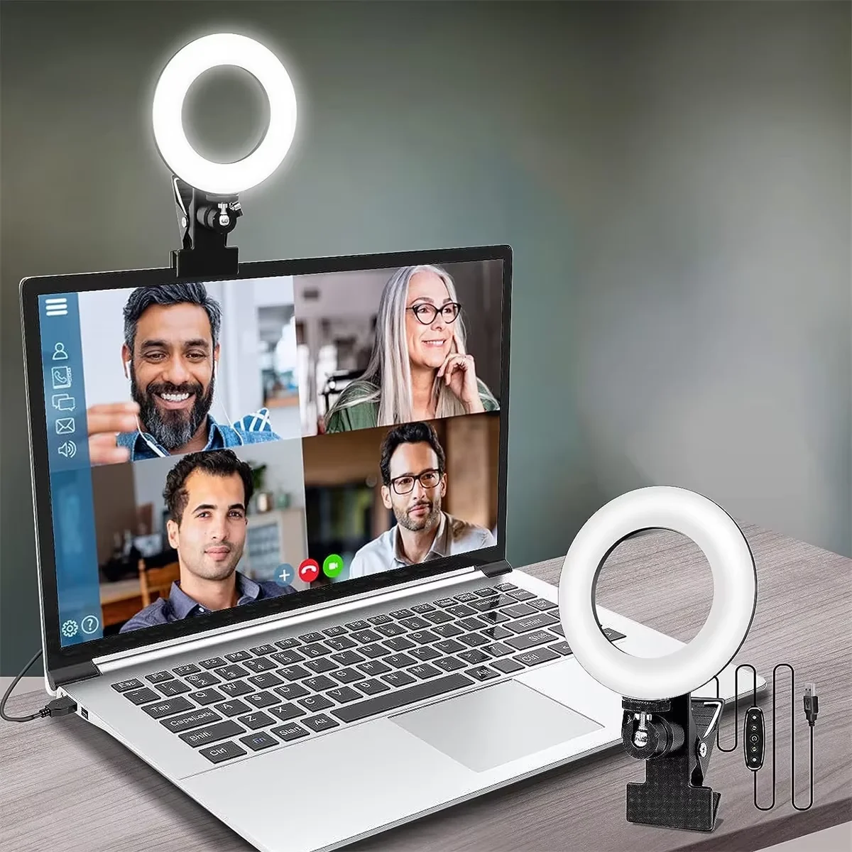 Clip-on Ring Light Lighting Kit, Phone Selfie Light, 3-Stop Webcam, Photography Accessories, Auto Projection, 6-Inch Fill Light