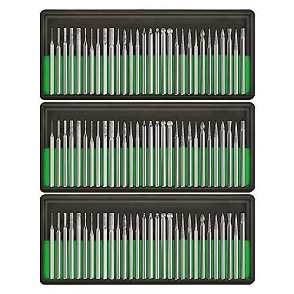 Diamond Burr Bit Drill Kit for Rotary Tool Metal Woodworking Router Grinding Engraving Carving 1/8