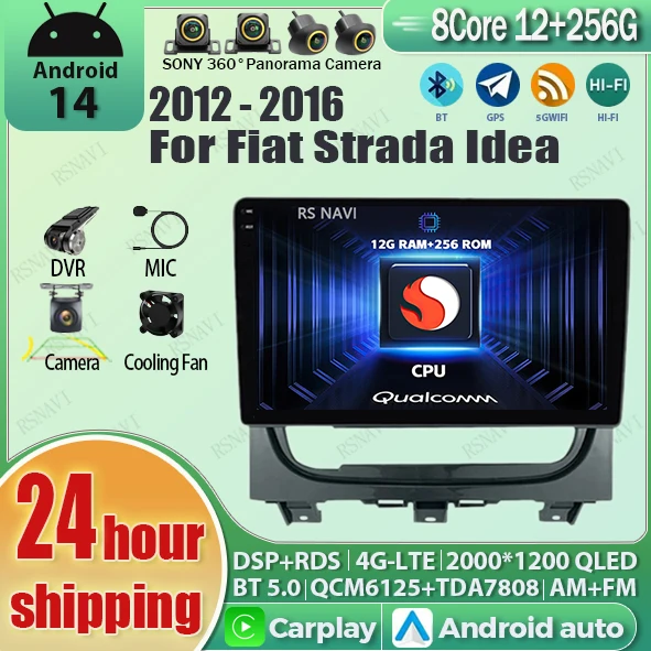 

Android 14 For Fiat Strada Idea 2012-2016 2K QLED Android Car Radio Multimedia Video Player GPS Stereo CarPlay Head Unit 4G DSP