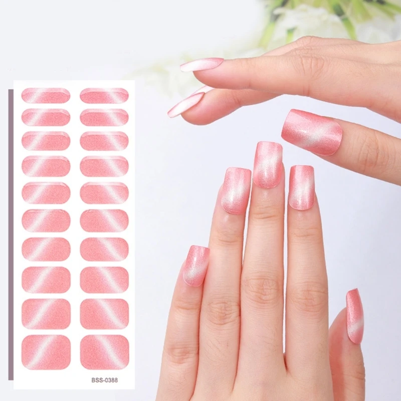 Y1UF Gels Nails Wraps Semi Cured Nails Polish Wraps Korean Style Gels Nails Stickers Gels Nails Strips Nails Art Decoration