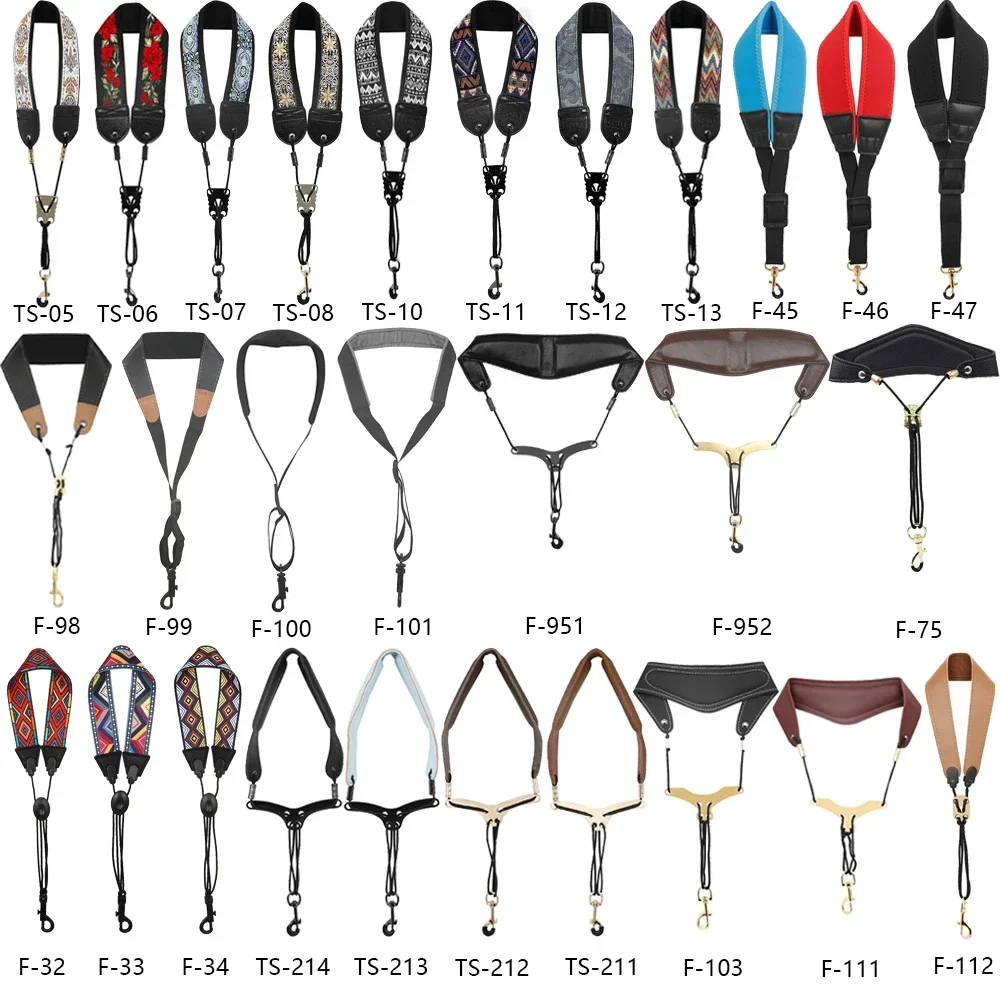Saxophone Neck Strap Soprano Alto Tenor Saxophone Universal Strap Leather Adjustable Closed Hooks Strap Woodwind Accessory