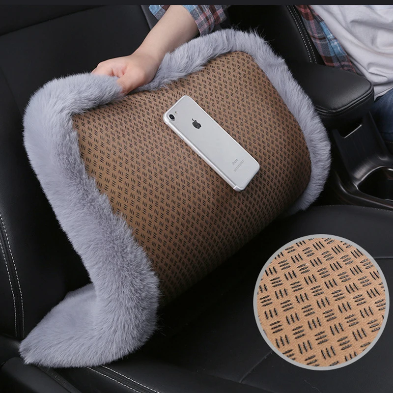 Car Seat Cushion Winter Warmth Plush and Fluffy Car Seat Front and Rear Cushion Set Fleece Warm Cotton Pad Car Interior