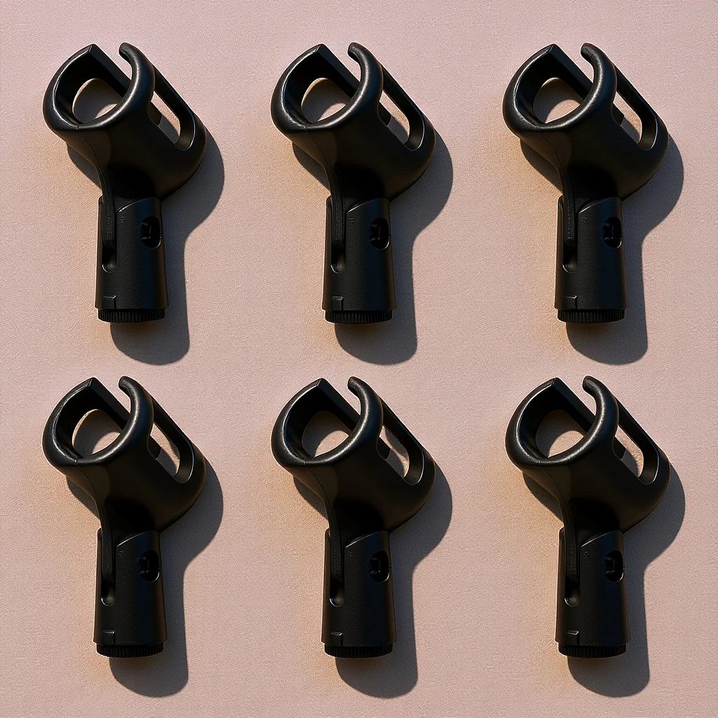

6 pcs Durable Microphone Holder Clip 2.5-3.8Cm H-Shaped Stand Support Table Mount Plastic Bracket For Conference Room Live