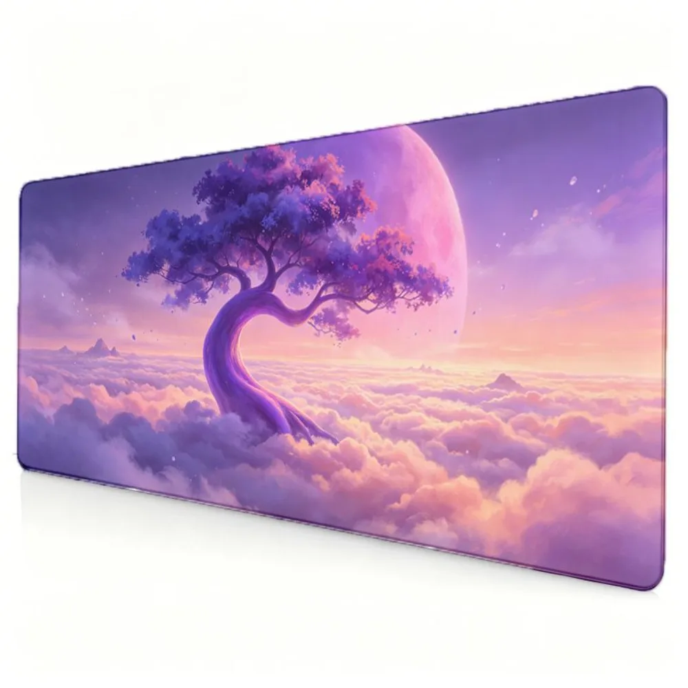 Purple Fantasy Tree Moon Cloud Mouse Pad - Adult Relaxation Natural Scenery Style Gaming Mouse Pad alfombrillas gaming