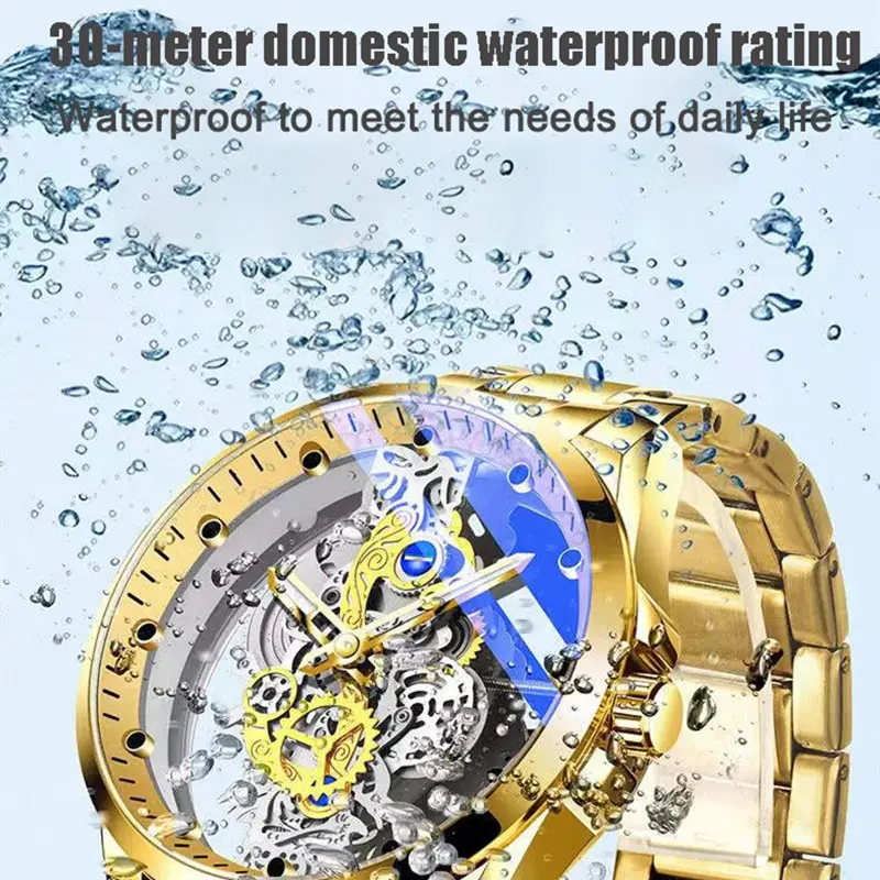 Top Brand Luxury Watch for Men Double-sided Hollow Quartz Watch Waterproof Business Men Watch 2023 reloj hombre