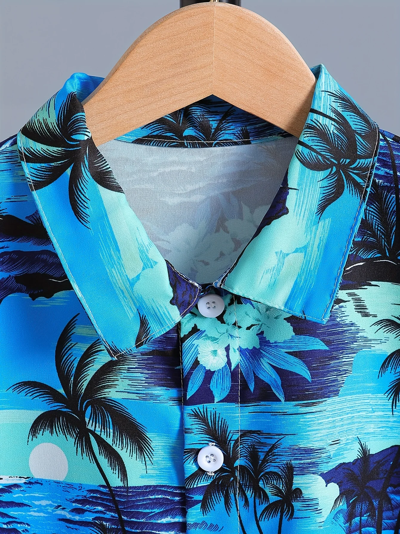 Camicia Hawaii modello albero di cocco da ragazzo capispalla manica corta Casual comodo abbottonare camicia estiva traspirante allentata top