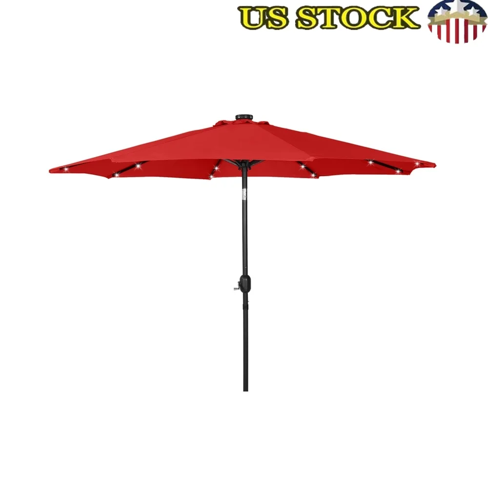 

9.5 Inch Lighted Octagon Patio Umbrella with Solar Powered LED Lights UV Resistant Canopy Garden Backyard Pool Use
