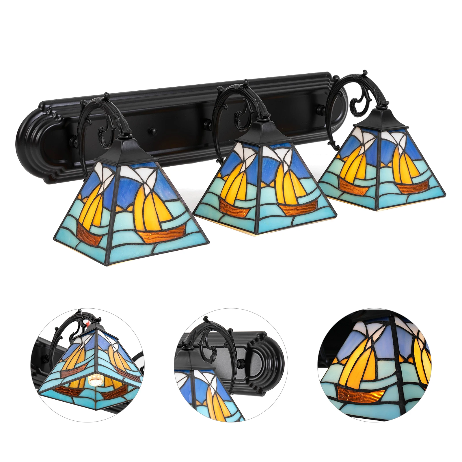 Durable Stained Glass Ceiling Light with 80W E26 Bulb Base, Strong & Soft Lighting, Easy Installation, Effortless Cleaning