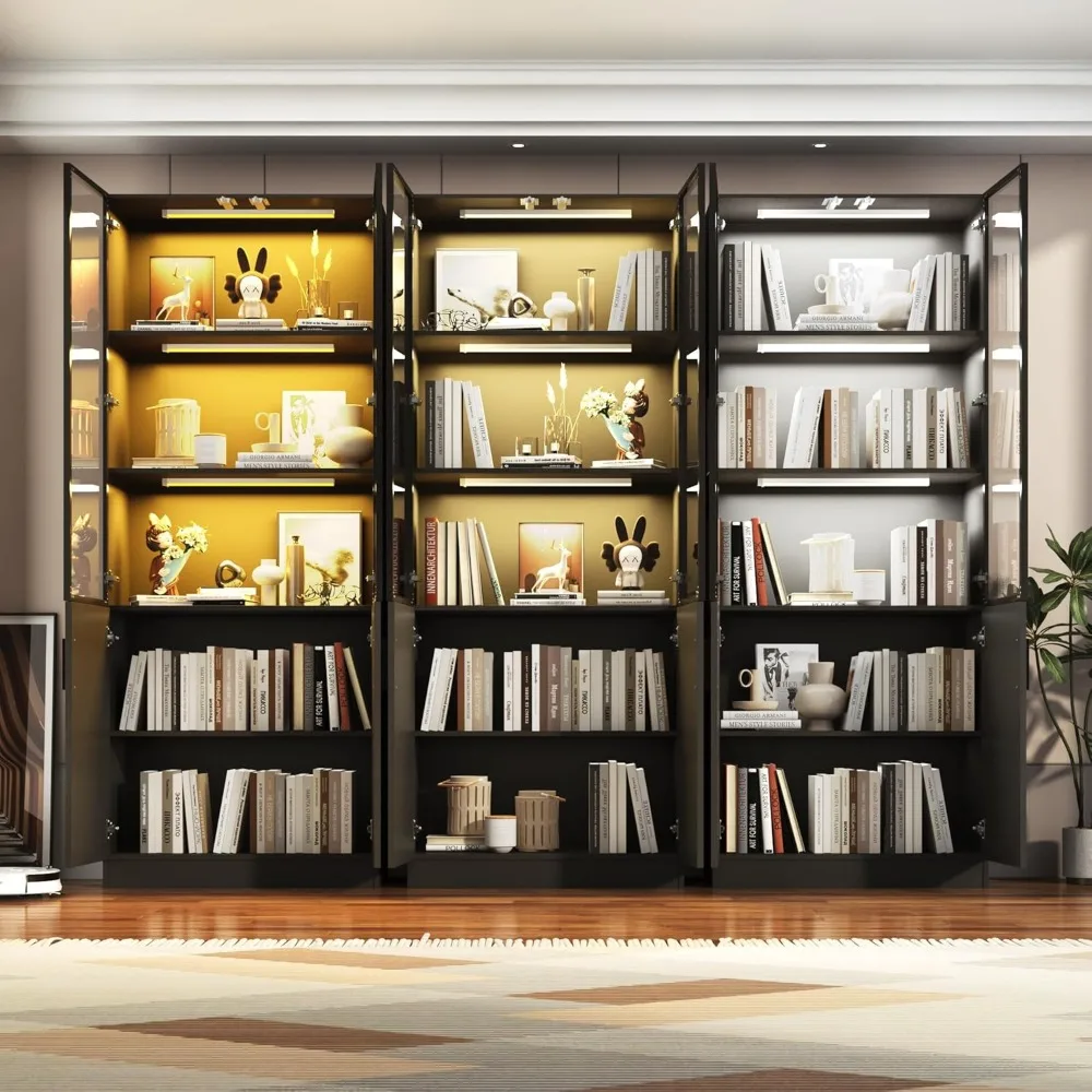 79 خزانة عرض طويلة مع ضوء مستشعر LED وأبواب زجاجية منبثقة، وخزانة تخزين حديثة لغرفة النوم، وغرفة المعيشة #4