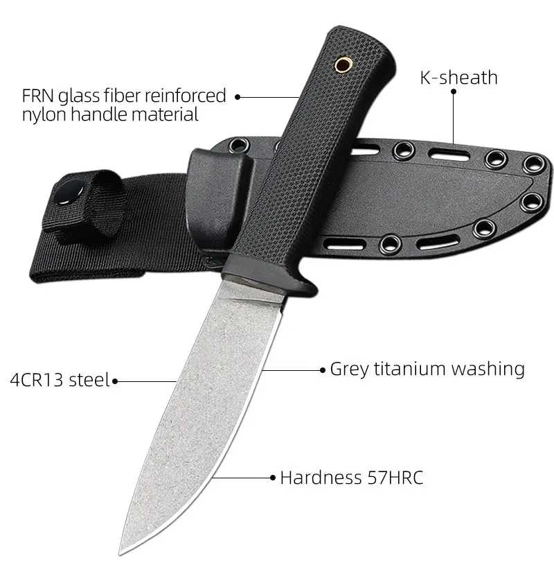 Hochwertiges Outdoor-Camping-Wandern-, Angeln- und Multifunktions-Rettungs- und Notfall-Überlebensmesser mit fester Klinge