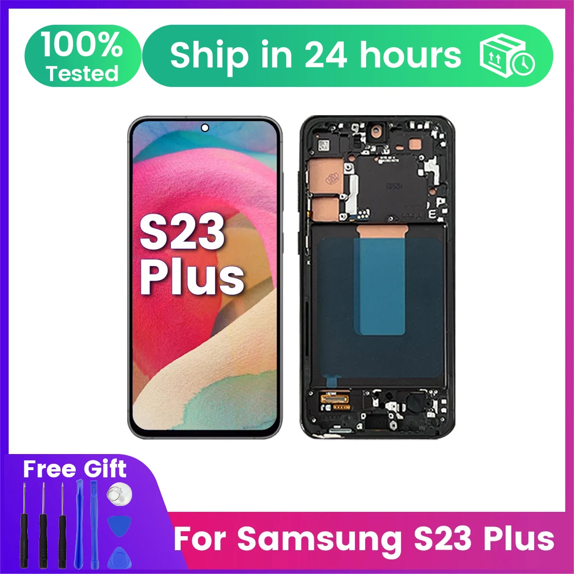 GEFENSITFT Pantalla para Samsung Galaxy S23 Plus Lcd con marco S23 + Pantalla S916B S916B/Conjunto de Pantalla Digitalizador de Pantalla táctil