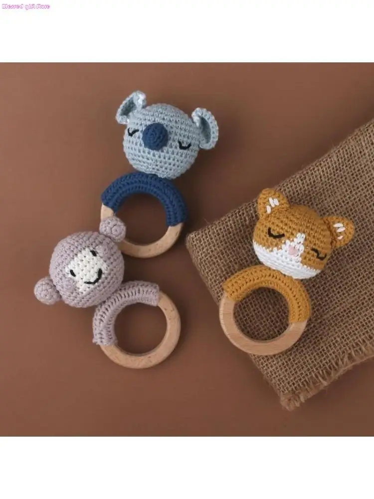 

D0JC Crochet Ring Babies Early Educational Toy for 0-3 Months Infant Boy Girl
