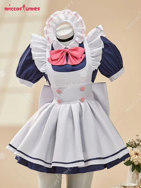 

Miccostumes Women's Momo Ayase Cosplay Costume Maid Dress with Apron and Hairband Halloween Cosplay Costumes
