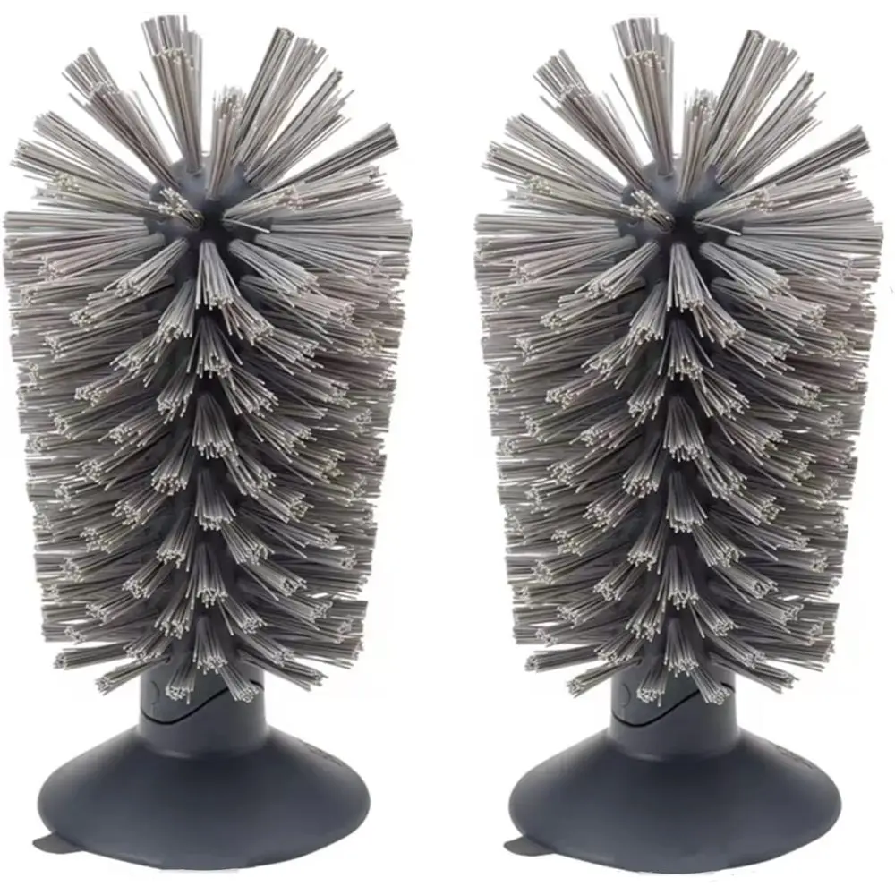 

Dual-Suction Glass Cleaning Brush Set for Kitchen Bottles, Wine Glasses, and Drinking Vessels - Gray