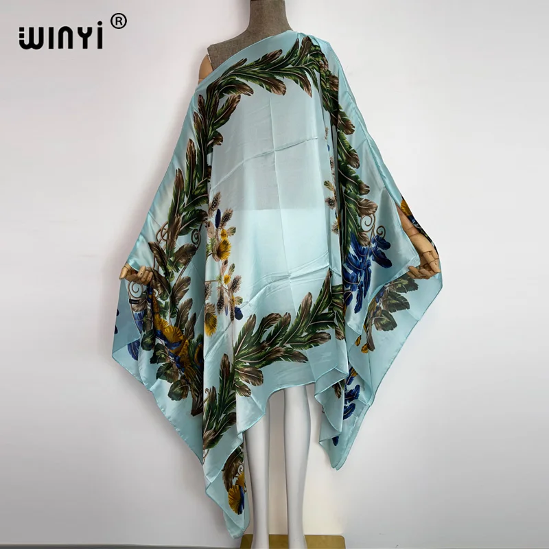 WINYI holiday Fashion Blogger polecam popularne drukowane sukienki Maxi typu Kaftan luźna letnia plaża długa sukienka boho dla pani