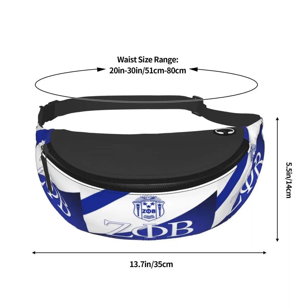 Zeta Phi Beta Greek Letter Fanny Pack, Ciclismo e Acampamento, Homens e Mulheres, Bolsa de Cintura Crossbody, Bolsa de Dinheiro, Moda, ZOB