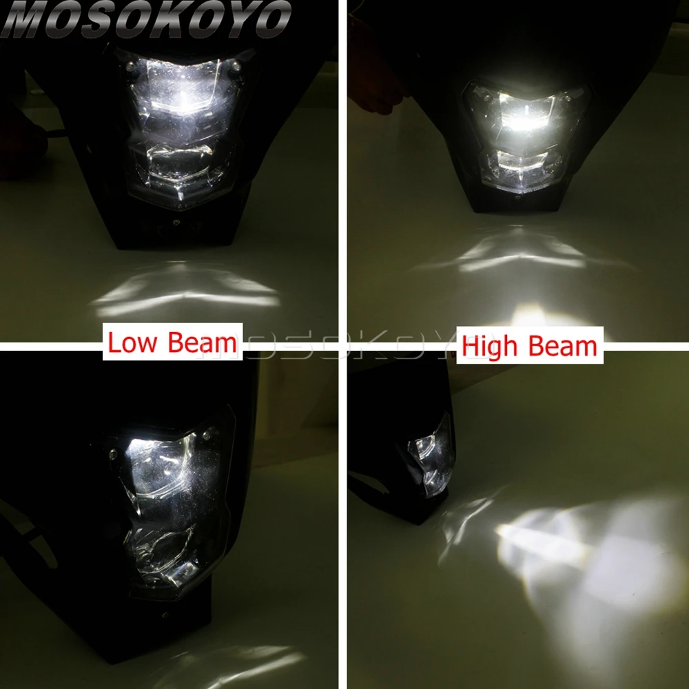 Dirt Bike 12V LED HI/LO Beam Headlight For Honda CRF 450 450L 450XR CRF450L CRF450XR Front Lamp Fairing Mask Motocross Headlamp