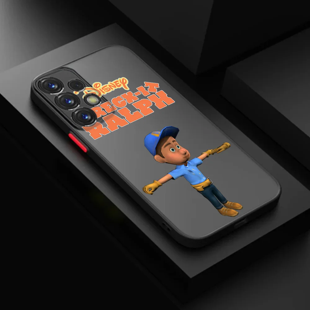 حافظة لهاتف سامسونج A25 A72 A73 A23 A24 A32 A33 A34 A35 A52 A53 A54 A55 A56 A36 A26 71 Wreck-it Ralph غطاء أسود شفاف