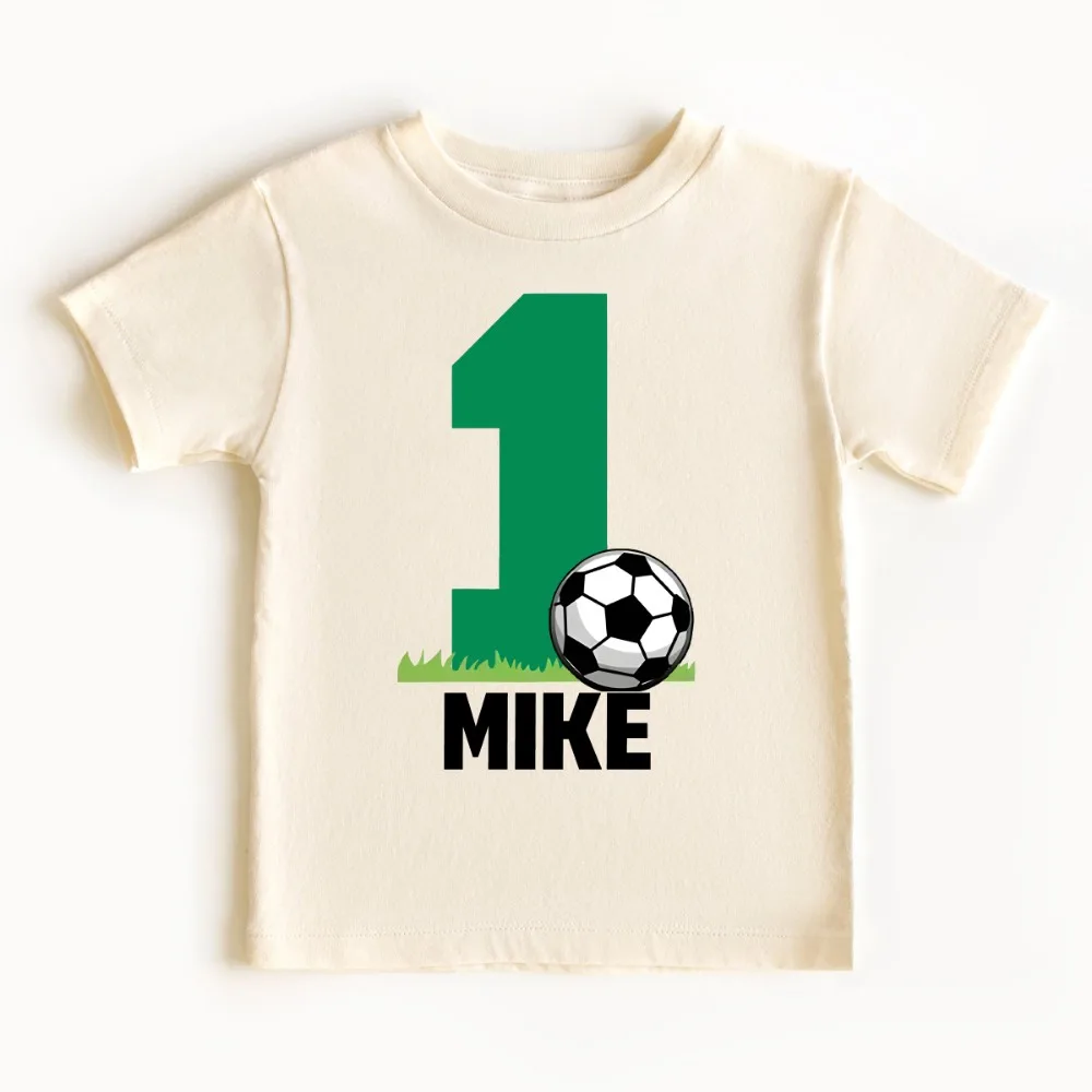 Custom Name Retro Child Tee Shirt Personalize Birthday Boy&football Print 2-5Y Retro Kid T-shirt Short Sleeve Casual Tee Top