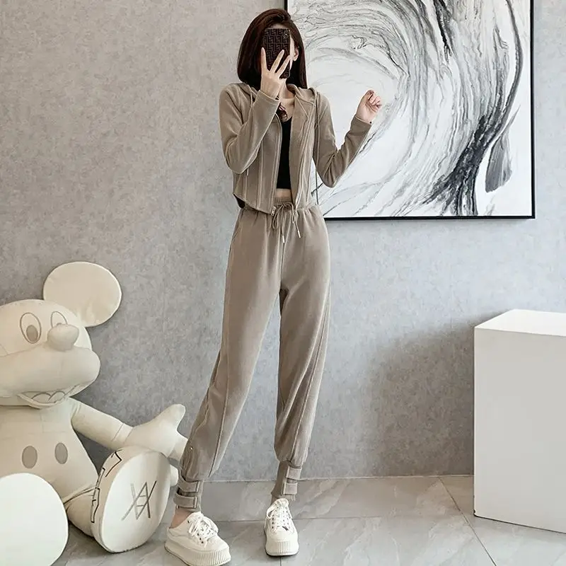 Trousers Woman Tracksuit Draw String Sweatshirt Spring Autumn Pant Sets for Women 2 Sport Pieces Slim Fit New Matching Aesthetic