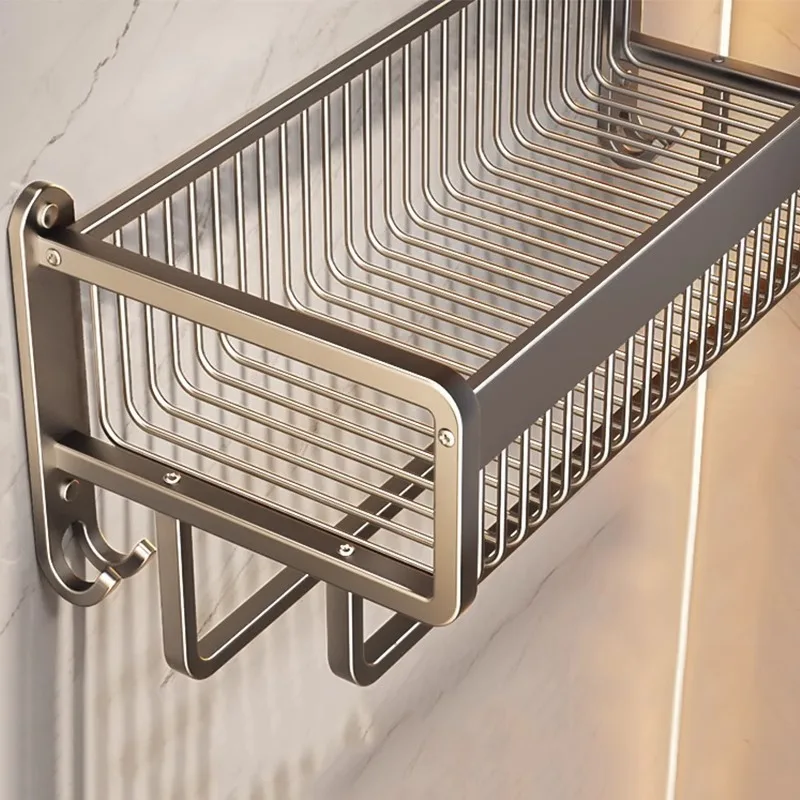 حامل منشفة حمام أسود غير لامع ، رف تخزين من الألومنيوم ، منظم ، أجهزة مع خطاف ، قضيب دش ، ملحقات شماعات