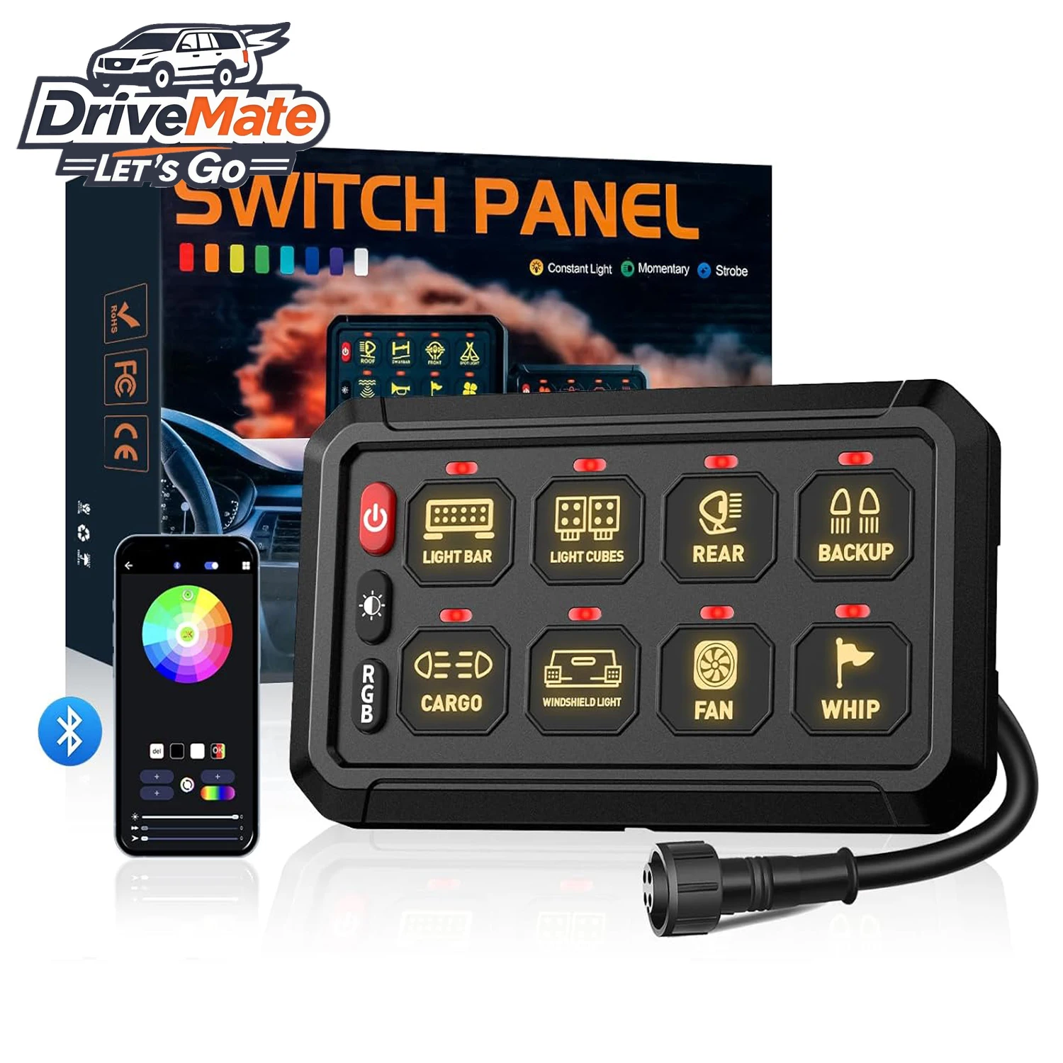 

Hotsale OPOO 8 Gang Switch Panel App Control Marine SUV ATV UTV Truck 4x4 12V Off-Road LED Circuit Switches
