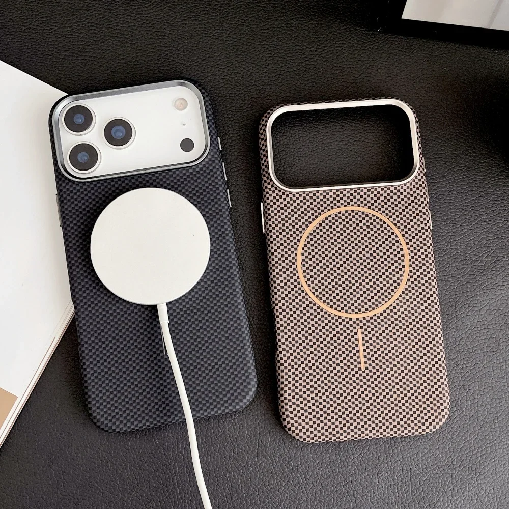 LJ1Luxury ألياف الكربون الملمس ل Magsafe جراب هاتف آيفون 15 16 17 برو ماكس الهواء المغناطيسي شحن لاسلكي ماتي غطاء الكمبيوتر الصلب