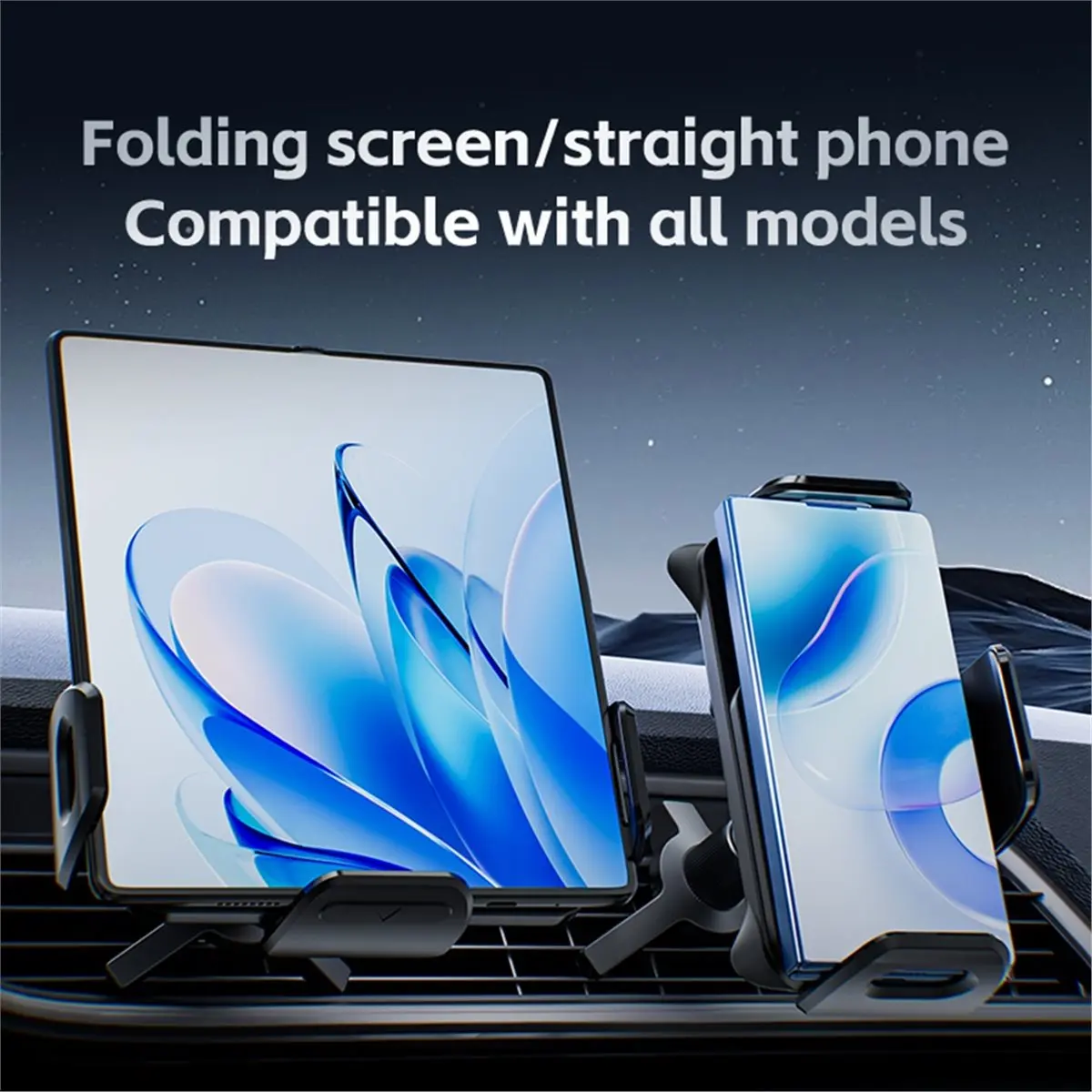 RGB 15W Anti Shake 360 Rotation Folding Screen Car Wireless Charger Pad Holder