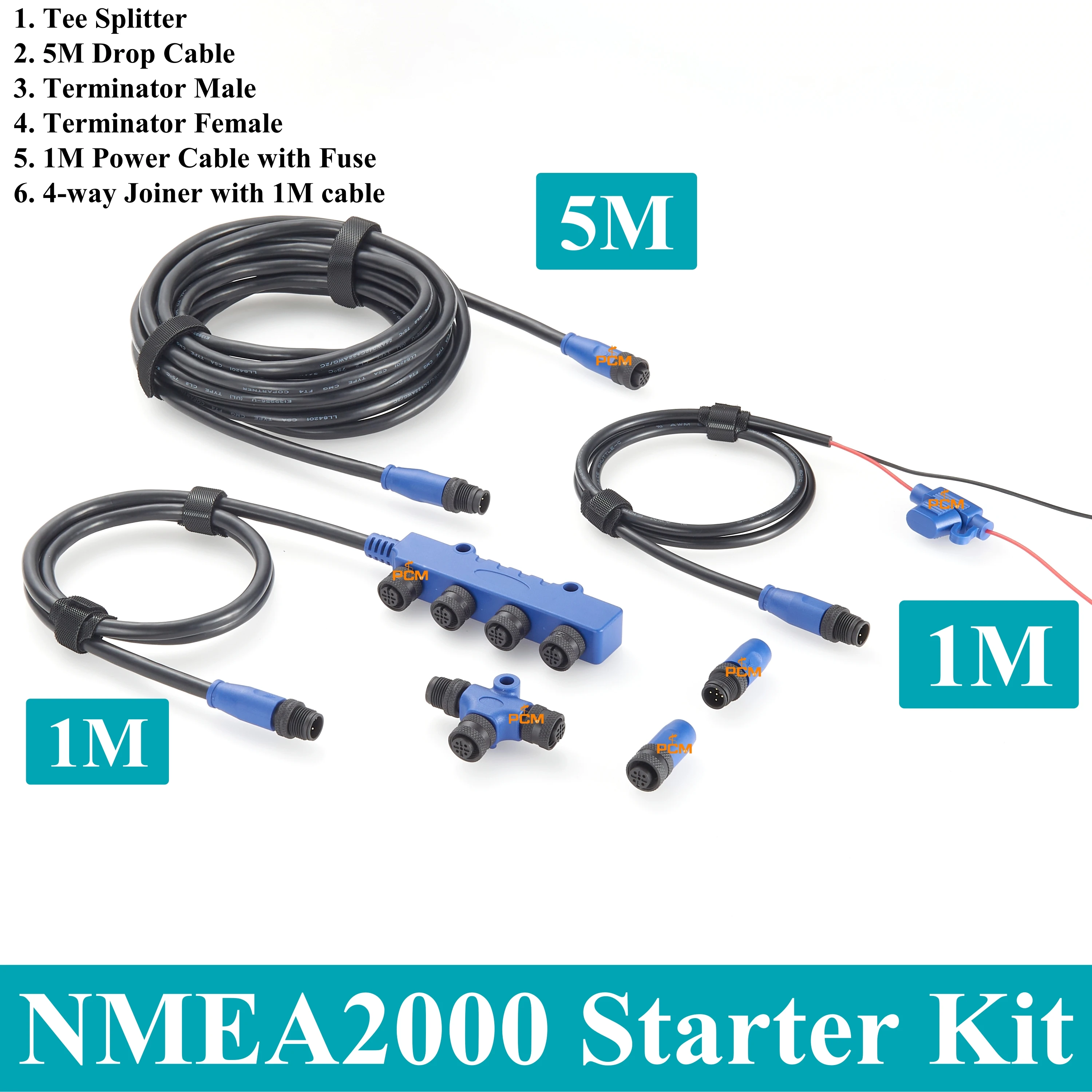 

NMEA2000 starter kit NMEA 2000 kit NMEA 2000 plug NMEA 2000 T connector cables M12 5 pin terminator for lowrance simrad garmin