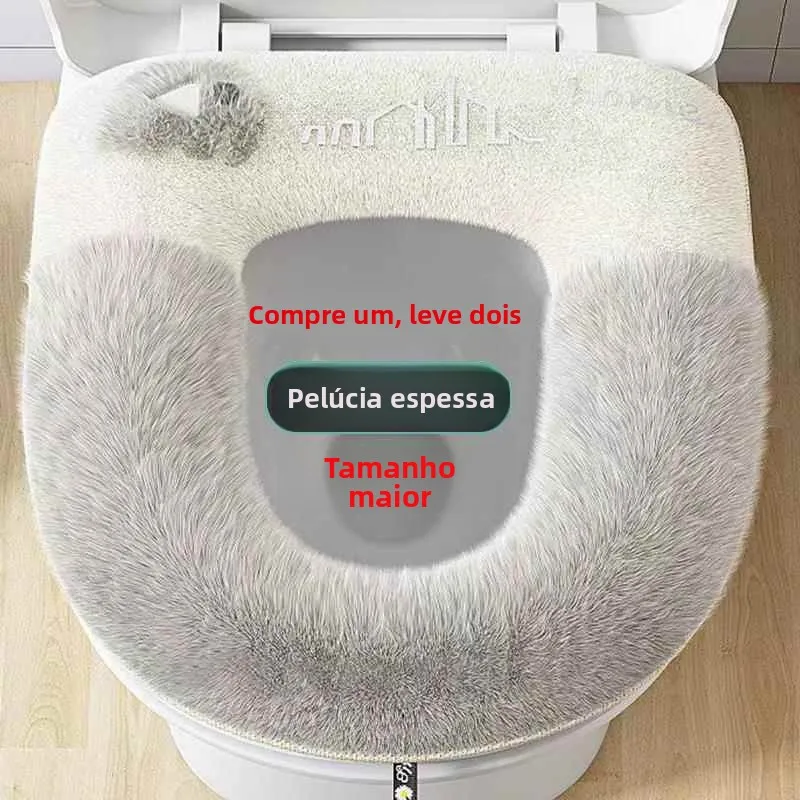 厚手のフリース製トイレシートクッション-大型サイズ-浴室用品-汎用-四季通用-トイレ蓋カバーマット-秋冬用