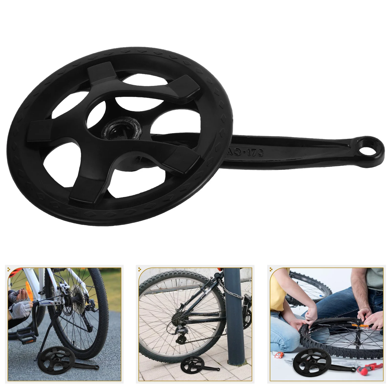 

Single Speed Bicycle Crankset 36 Tooth Carbon Steel Square Taper Easy Install Mountain Road Bike Crank Arm Replacement
