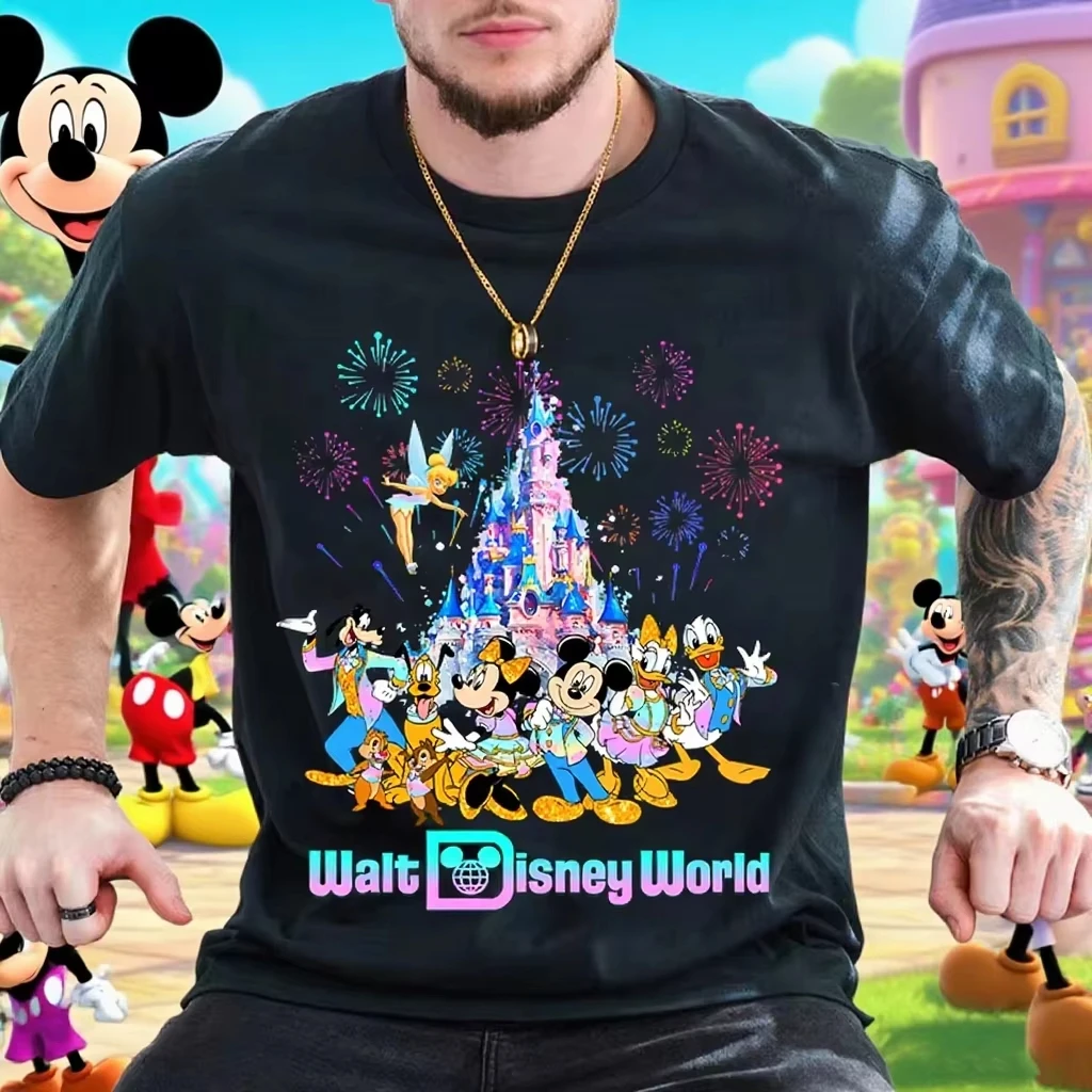 تي شيرت MINISO Disney Castle القطني كاجوال للأولاد والبنات شخصيات كرتونية مخصصة للجنسين بأكمام قصيرة #3