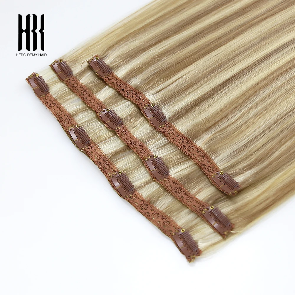 Hero Remy Hair Clip in Hair Extensions Human Hair 50g 3pcs 100% Real Remy Human Hair Extensions Highlight Blonde Color Hairpins