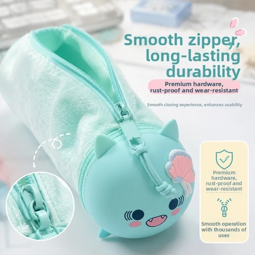 Portable Silicone Soft Pencil Case Large Capacity Multifunctional Foldable Pen Bag Rabbit Duck Pencil Pouch Kids