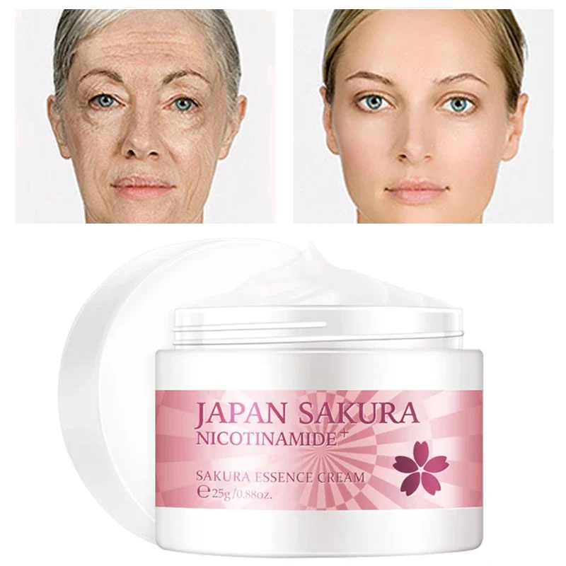 

Sakura Essence Cream Anti-Wrinkle Anti-Aging Whitening Moisturizing Nourish Improve Dull Skin Enhance Skin Elasticity Face Care