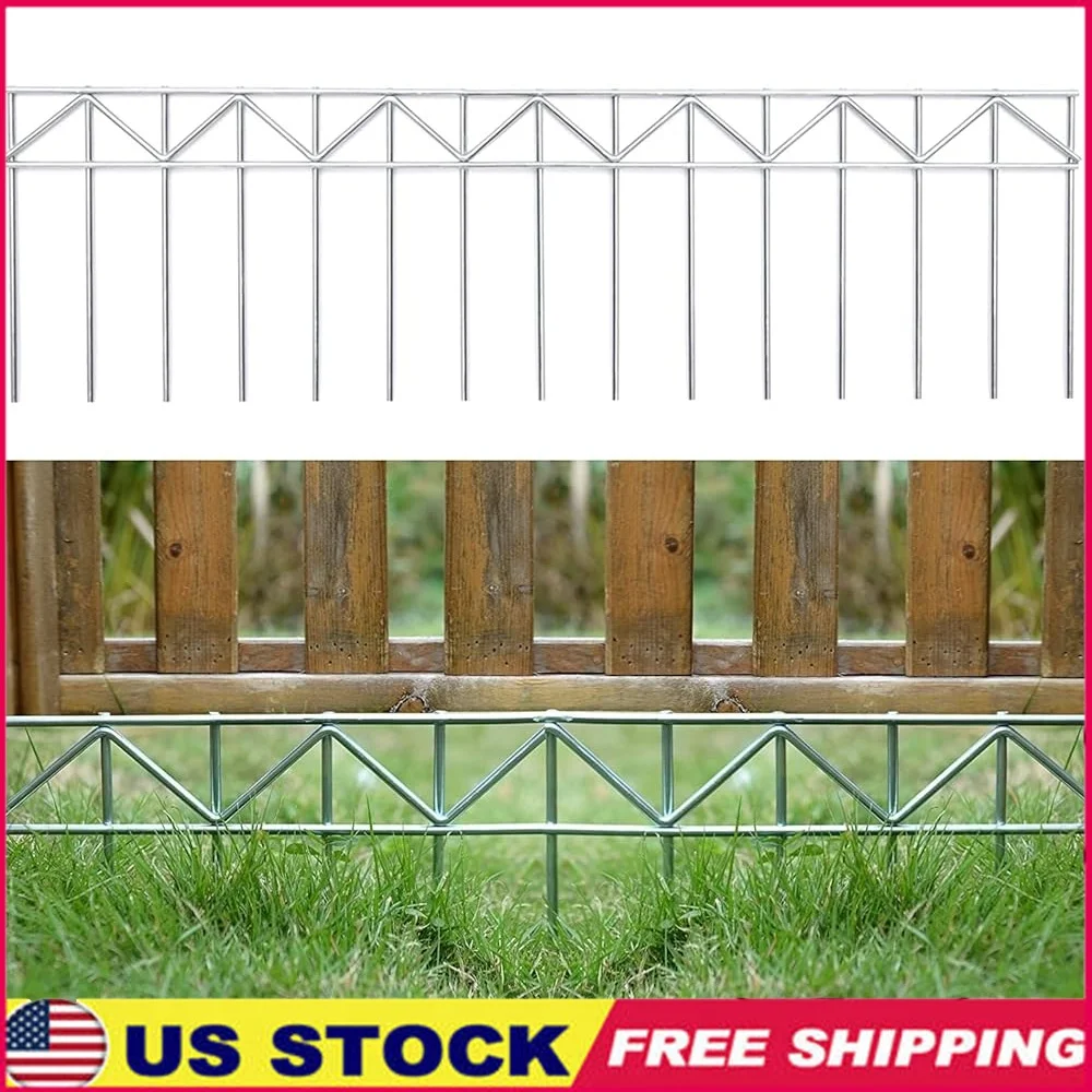 

5 Pack 32 Inch No Dig Animal Barrier Fence Patented V-Shaped Structure with 5.5mm Steel Stakes Easy Install Garden Border