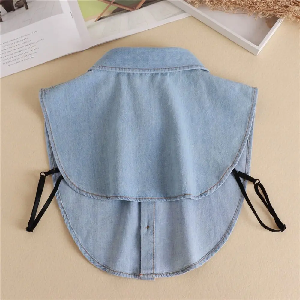 Detachable Denim Fake Collar Black Square Collar Adjustable Neckline Korean Style Sharp Collar False Blouse Collar Female