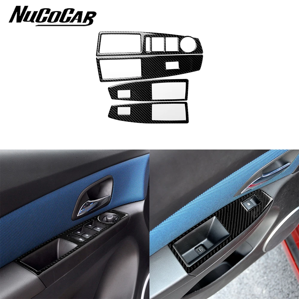 For Chevrolet Cruze 2009-2015 Carbon Fiber Window Lift Button Panel Trim Cover Car Interior Accessories Decorative Stickers