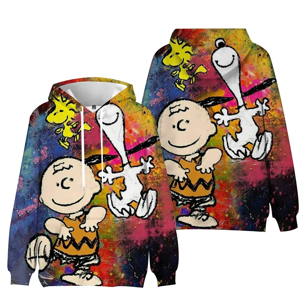Sweats à capuche imprimés Disney Snoopy pour le printemps et l'automne, style de rue décontracté, pulls simples et à la mode pour hommes et femmes