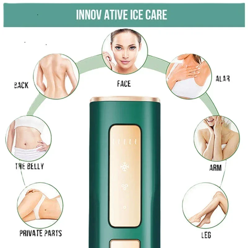جهاز إزالة الشعر بدون ألم للاستخدام المنزلي رائج البيع جهاز إزالة الشعر بالتبريد السريع عبر الثلج
