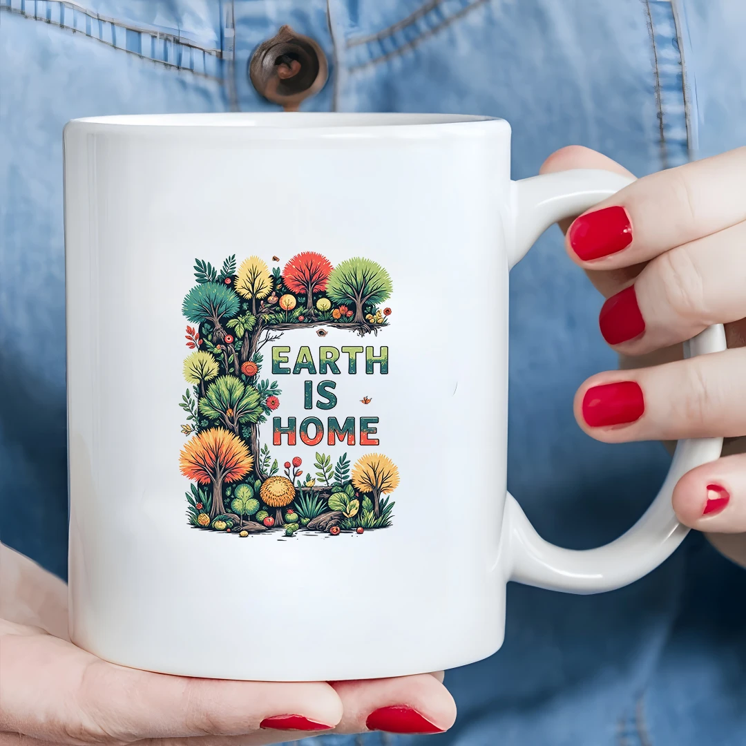 

11oz Cup + EARTH IS HOME Eco-Friendly Illustration Cup Kids Drink Cup Christmas Eco Gift Home & Office Cup