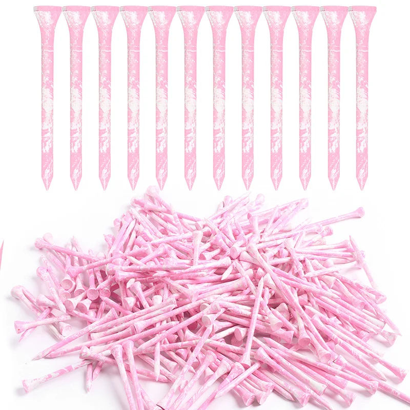 Golf Tees Stijlvolle bamboe houten gekleurde geschilderde tees, 50 stuks, duurzaam 3 1/4 2 3/4 lange en korte tees, coole stijl voor golfers