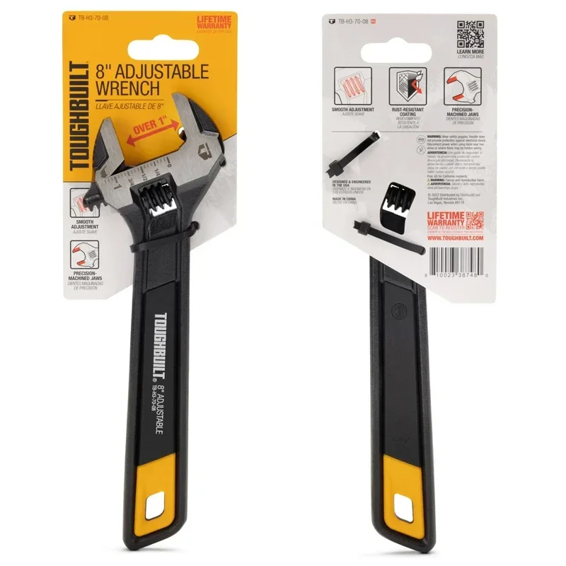 TOUGHBUILT Dual Scale Removable Wrench Durable Hand Tool TB-H3-70-08 TB-H3-70-10 Adjustable Wrench 8 