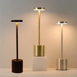 Creative Desk Lamp Rechargeable LED 3 Color Dimmable Metal Table Lamp Touch Switch Bar Bedroom Living Room Decoration Lamp