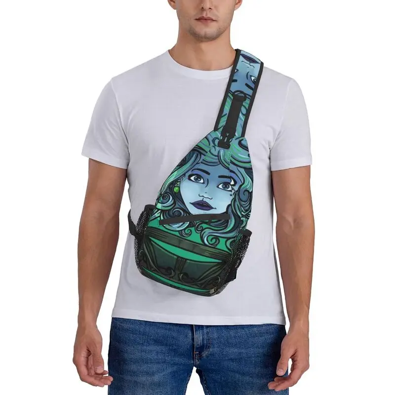 Custom Madame Leota Haunted Mansion Sling Bags Men Cool Halloween Shoulder Chest Crossbody Backpack Traveling Daypack