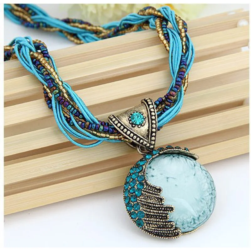  Cross-Border Sold Jewelry Amazon New Bohemian Ethnic Style Bead Woven Necklace Women's Accessories Wholesale