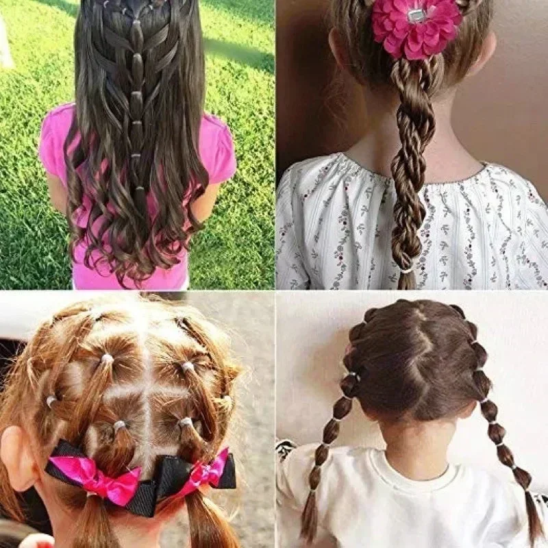 800 ~ 1000 Uds. Bandas de goma transparentes elásticas para niñas, coleteros para niñas, lazos para el cabello, diademas nupciales, accesorios para el cabello